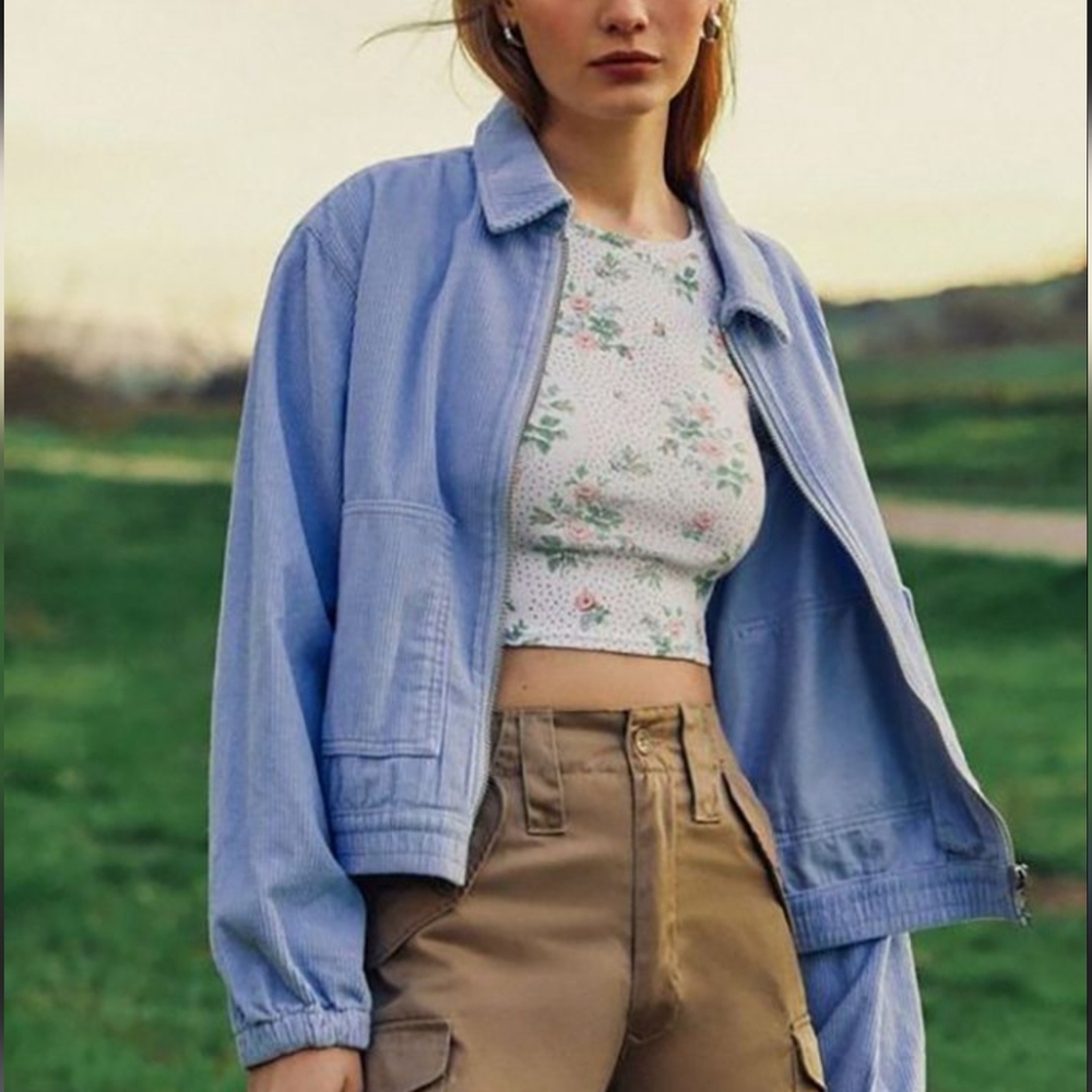 Urban Outfitters Corduroy Jacket  Women's Size Medium Pastel Blue Spring